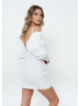 Puffy Sleeves White Jersey Fantastic Party Dress